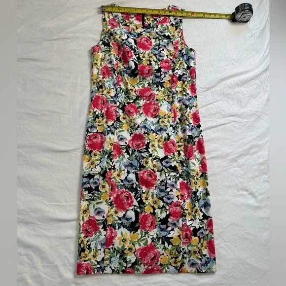 Talbots Size 12 Sleeveless Sheath Dress – Bold Floral Print, Cotton Blend - Picture 8 of 11